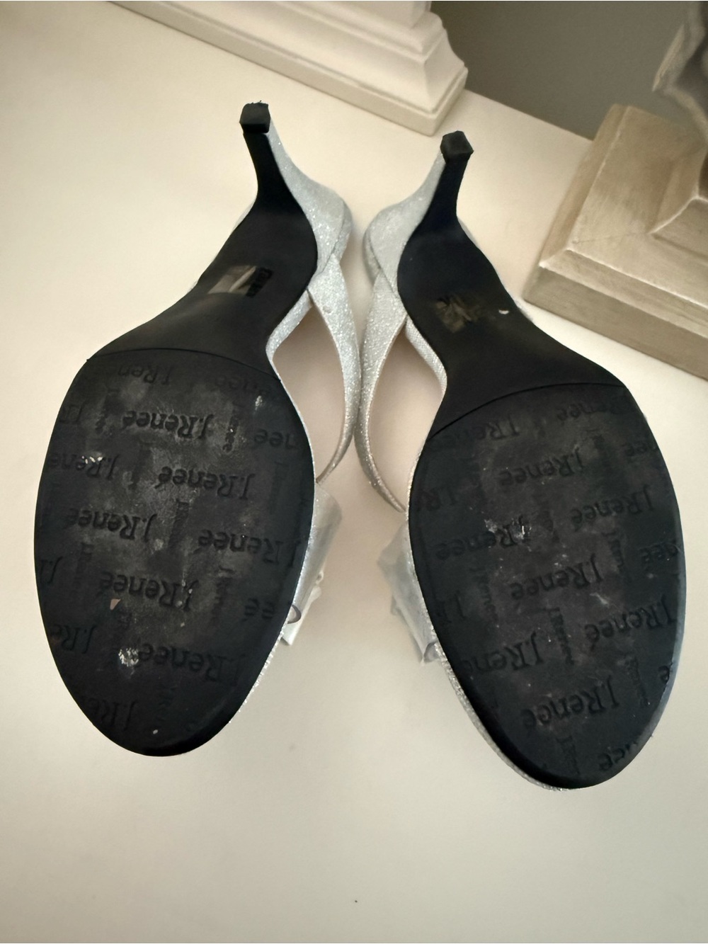 J.Renee Silver Iridescent Crystal Flower Slingback Mules - Picture 5 of 5